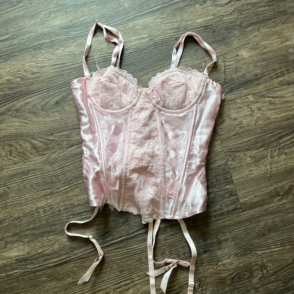 Frederick's of Hollywood Pink Lace Corset Bra